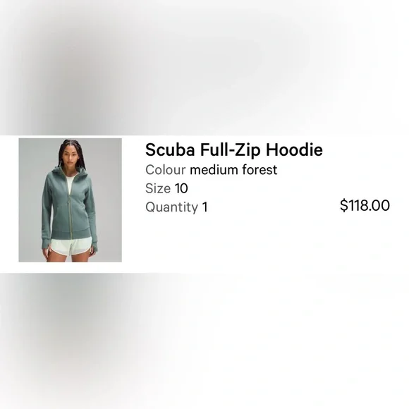 Lululemon Scuba Green Zip-Up Hoodie - Picture 4 of 4